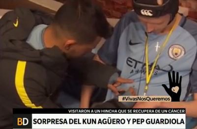 La sorpresa del "Kun" Agüero y Pep Guardiola a un fanático del City