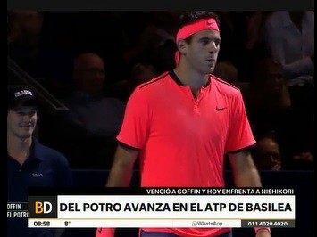 Del Potro le ganó a Goffin y pasó a cuartos de final en Basilea