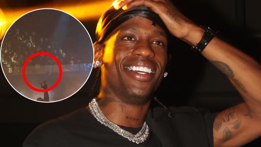 El momento exacto en que una chica se tiró de la platea al campo en el show de Travis Scott