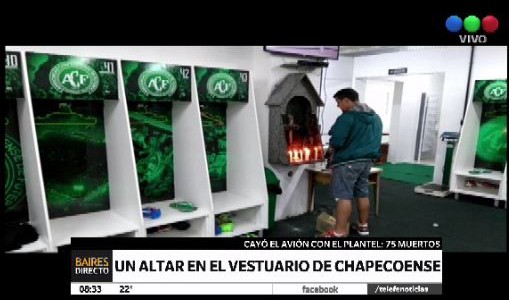 Un altar en el vestuario del Chapecoense
