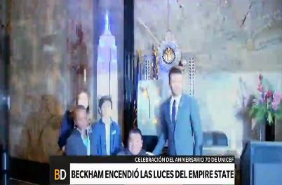 David Beckham encendió el Empire State por Unicef