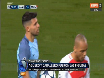 Con gran partido del Kun Agüero el Manchester City derrotó al Mónaco 5 a 3