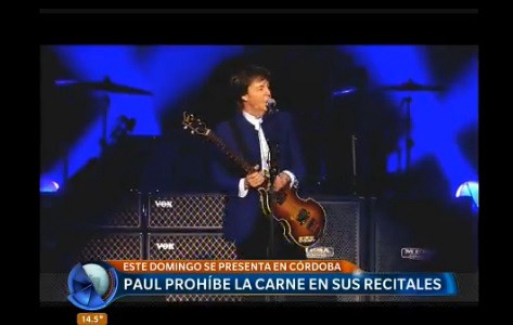 Paul McCartney pidió que no se venda carne durante su show en Córdoba