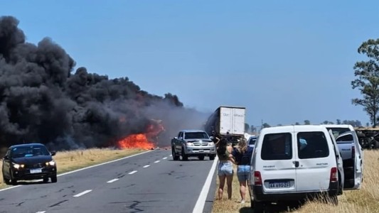 Tragedia en la Ruta 7: un muerto y dos heridos tras choque e incendio de camiones en Córdoba
