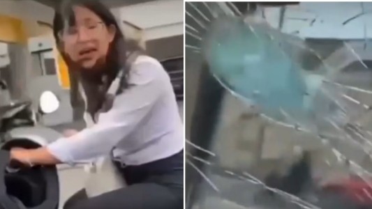 Video: persiguió a su ex y le rompió el auto