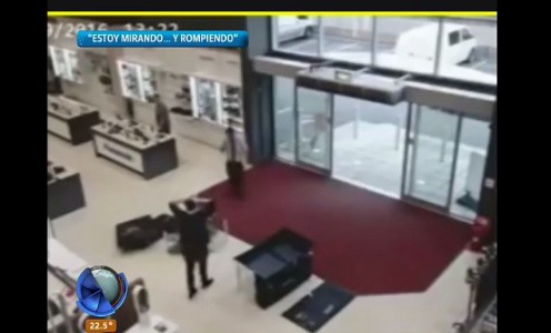 Video: fue a comprar un televisor y destrozó tres