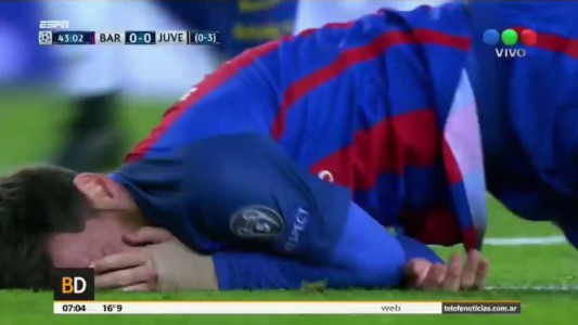 Susto por la caída de Messi ante la Juventus