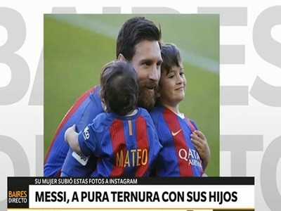 Messi a pura ternura con sus hijos