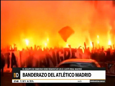 Banderazo del Atlético de Madrid para motivar a los jugadores