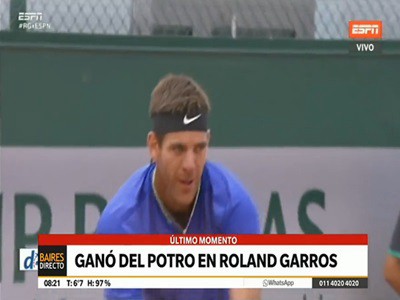 Ganó Del Potro en su regreso a Roland Garros
