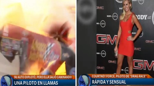 Piloto en llamas: el auto explotó, pero ella salió caminando