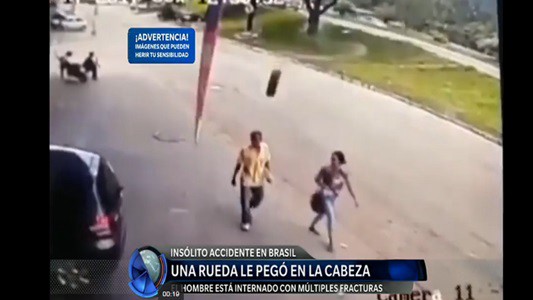 Insólito accidente de un peatón en Brasil