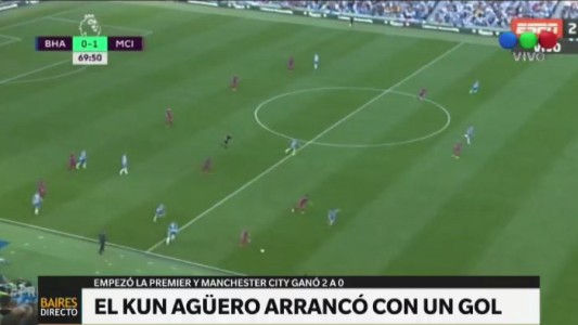 El Kun Agüero hizo un gol en la victoria de Manchester City ante Brighton