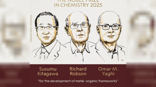 El premio Nobel de Química 2025 fue otorgado a Susumu Kitagawa, Richard Robson y Omar M. Yaghi