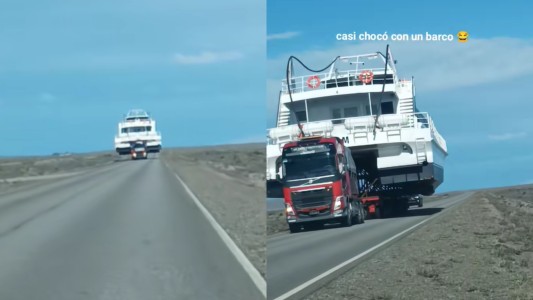 Creer o reventar: un conductor se cruzó con un barco en plena ruta 40