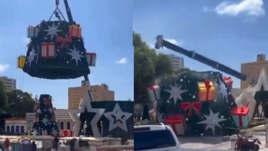 Tragedia en Brasil: un hombre murió aplastado por una grúa que instalaba un árbol de Navidad gigante