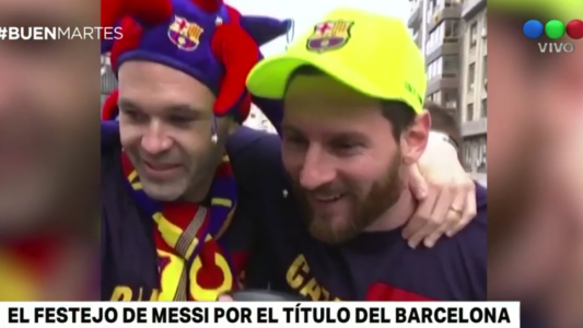 El festejo de Messi por el título del Barcelona