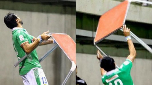 Abreu se puso loco con los hinchas de su club y les tiró una mesa