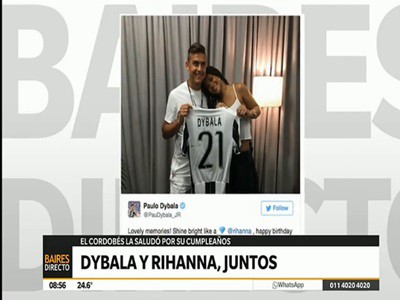 Un saludo cariñoso de Paulo Dybala a su amiga Rihanna