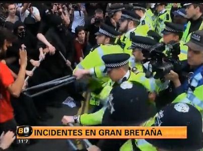 Protestas contra Cameron luego de su triunfo electoral en el Reino Unido