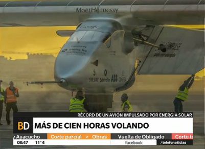 Avión Solar Impulse lleva más de 100 horas de vuelo