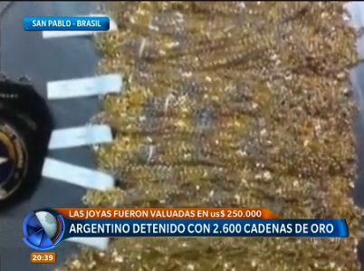 Brasil: detuvieron a un argentino con 2.600 cadenas de oro