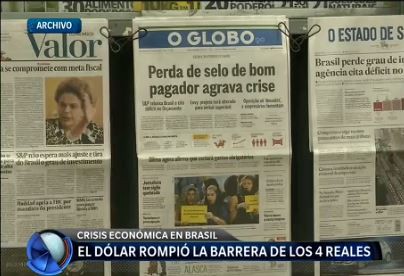 La devaluación en Brasil, sin freno: el dólar rompió la barrera de los 4 reales