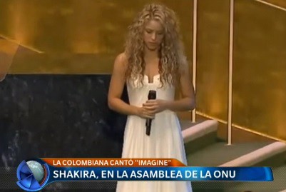 Shakira cantó "Imagine" en la ONU, ante el papa Francisco