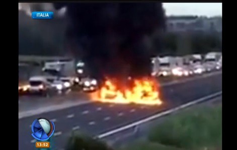 Robaron e incendiaron dos camiones blindados en Italia