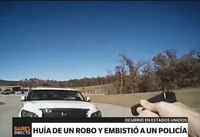 Huía de un robo y embistió a un patrullero