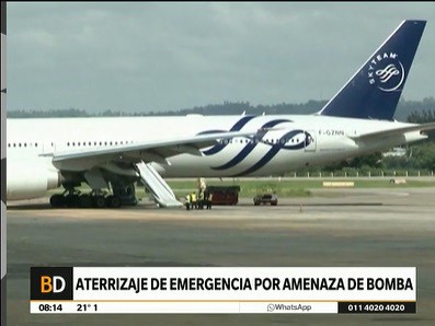 Aterrizaje de emergencia por amenaza de bomba