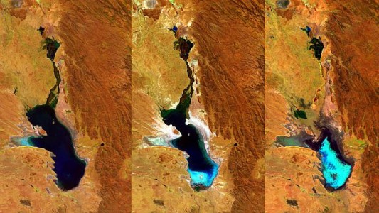 Fotos satelitales confirman la evaporación del segundo lago más grande de Bolivia