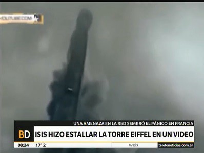 ISIS amenaza en un video con atacar la Torre Eiffel