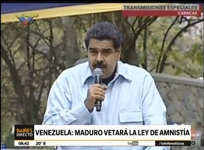 Maduro anticipó que vetará la ley de amnistía