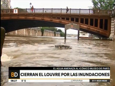 Cerraron el Louvre por las inundaciones en París