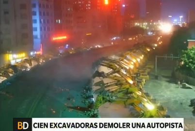 Cien excavadoras demolieron una autopista en China