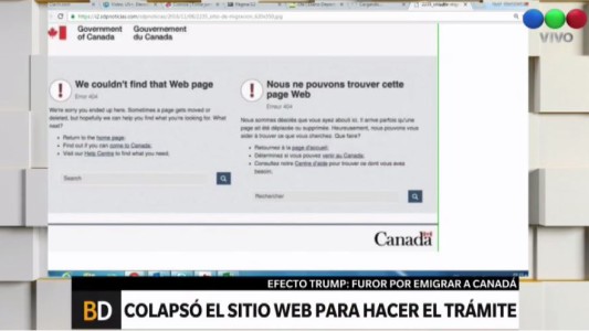 Colapsó el sitio de Canadá para obtener la visa