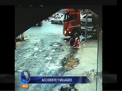 Accidente con suerte