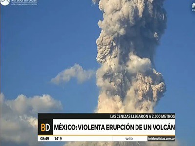 Violenta erupción de un volcán en México