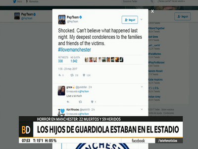 La mujer y las hijas de Pep Guardiola estaban en el Manchester Arena