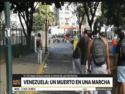 Ya son 91 los muertos en Venezuela en protestas callejeras