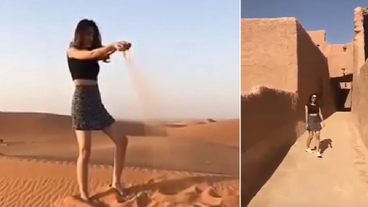 Video: mujer se paseó en minifalda por un sitio arqueológico y quieren enjuiciarla