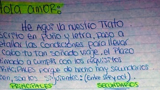 Un hincha cordobés firmó un "contrato" con su novia para ir a la cancha