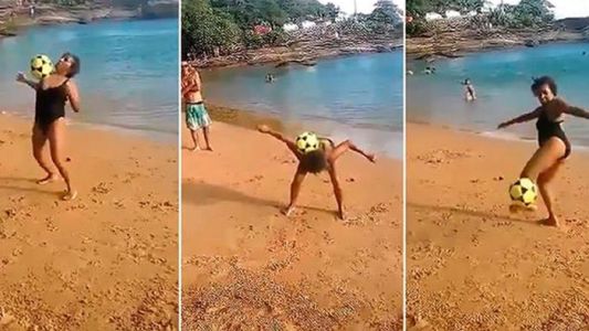 La abuela brasileña que la rompe haciendo jueguito en la playa