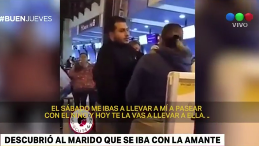 Video: descubrió a su marido con la amante en el aeropuerto