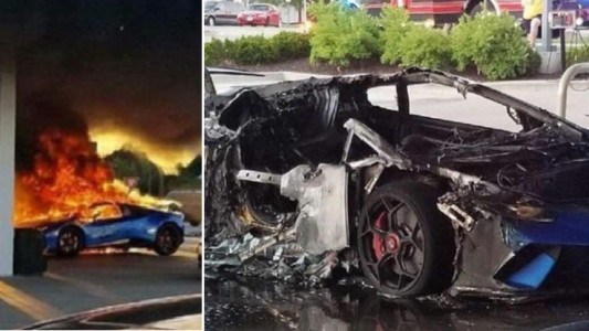 Video: se le quemó el Lamborghini por un descuido en una estación de servicio