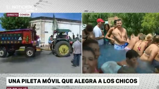 Zambullida y paseo en la pileta móvil de Conesa