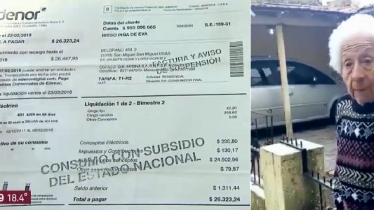 Con 90 años, rechazó la tarifa social y le llegó una factura de $26 mil