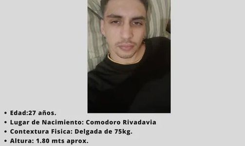 Intensa búsqueda de un joven de 27 años en Chubut