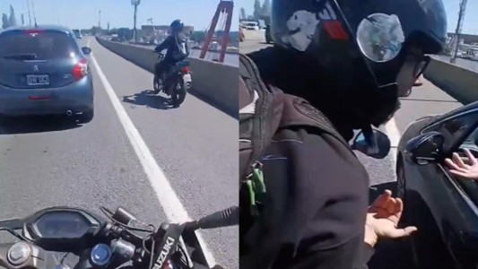 Pelea de tránsito: encerró a motociclista contra la banquina en plena autopista